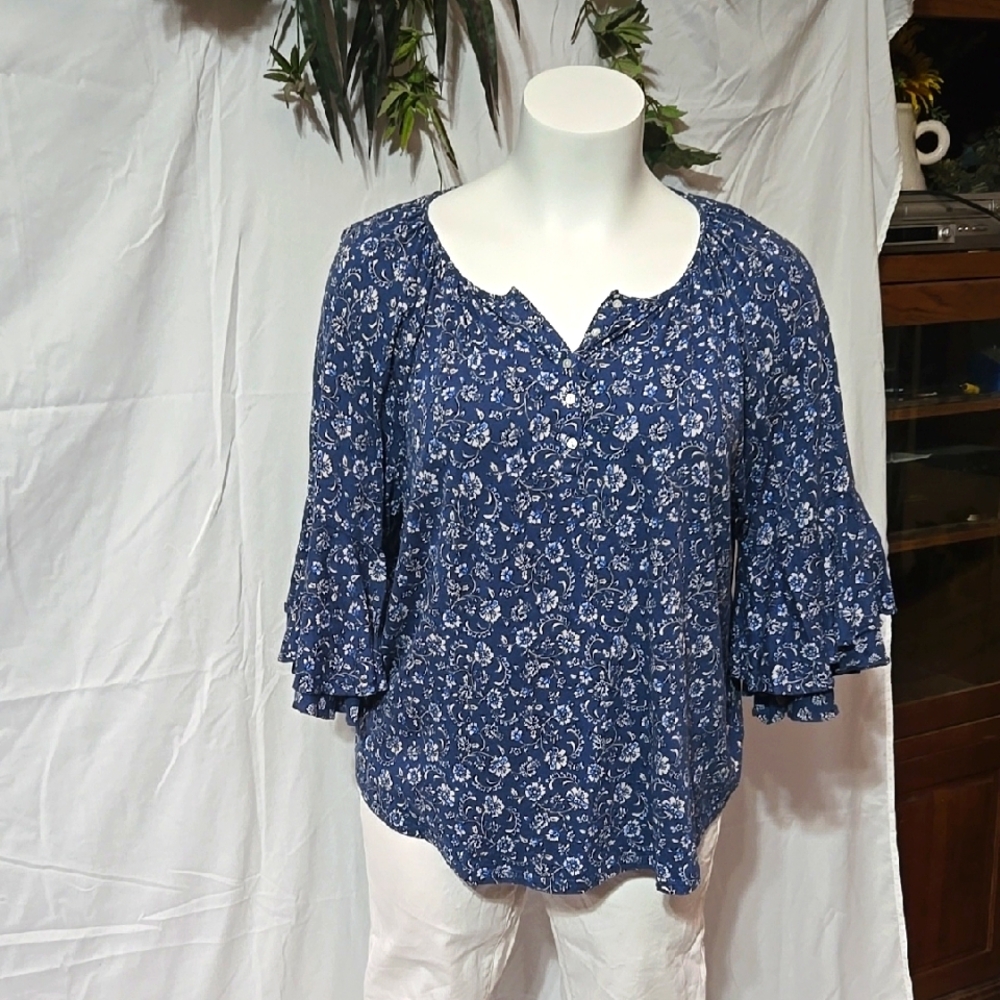 Floral Blue Women's Top